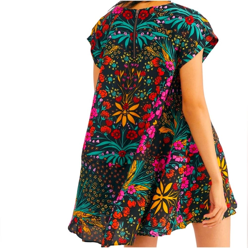 Free People Dress Womens Size XS Strawberry Fields Black Floral Mini - Picture 2 of 11